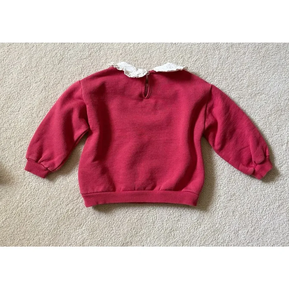 Zara Red Paris Sweatshirt Peter Pan Collar Toddler Size 2